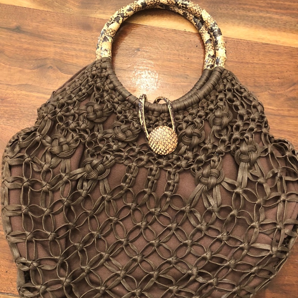 Brown leather handbag purse